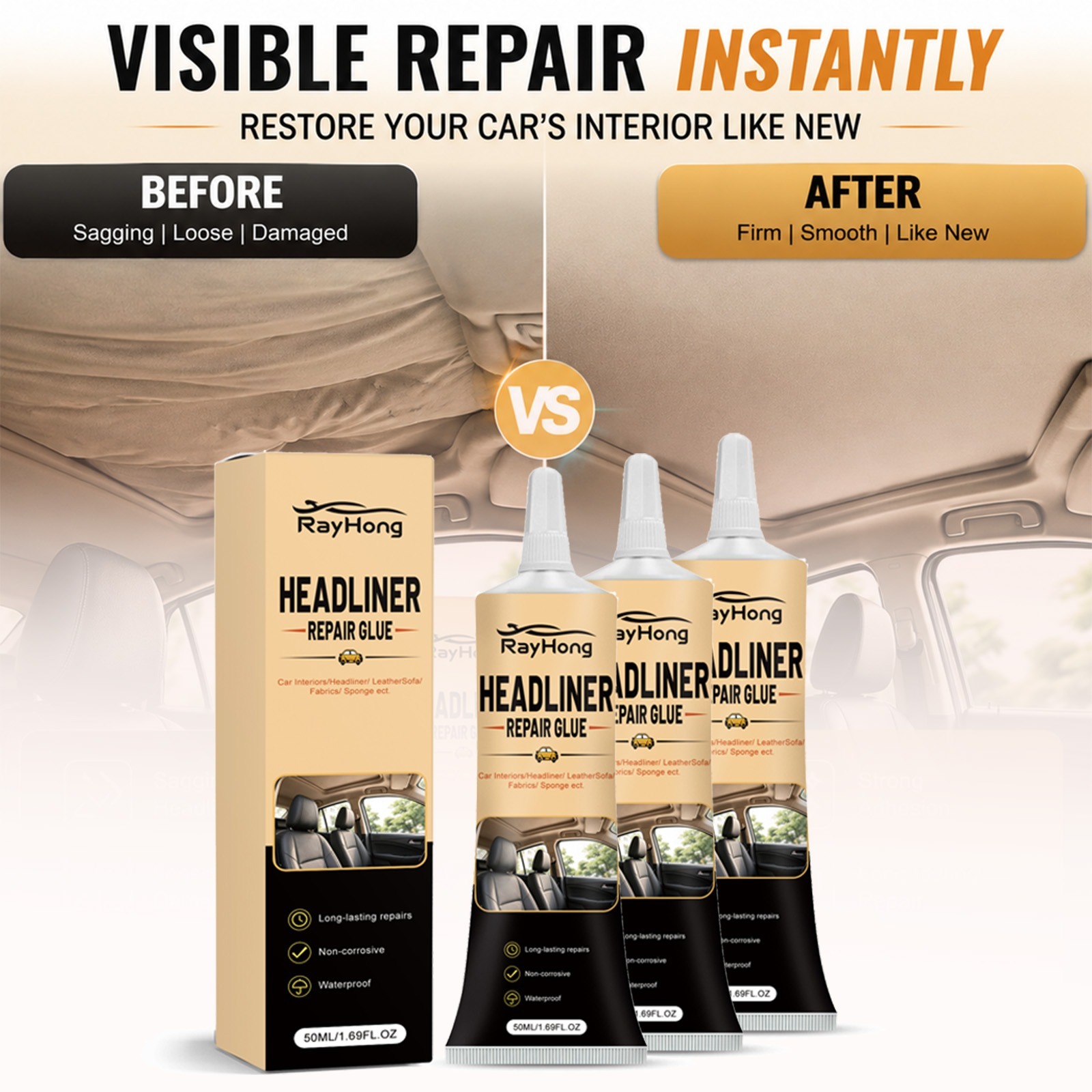 Fabric Glue Bond - Headliner Repair Glue Car Roof Lining