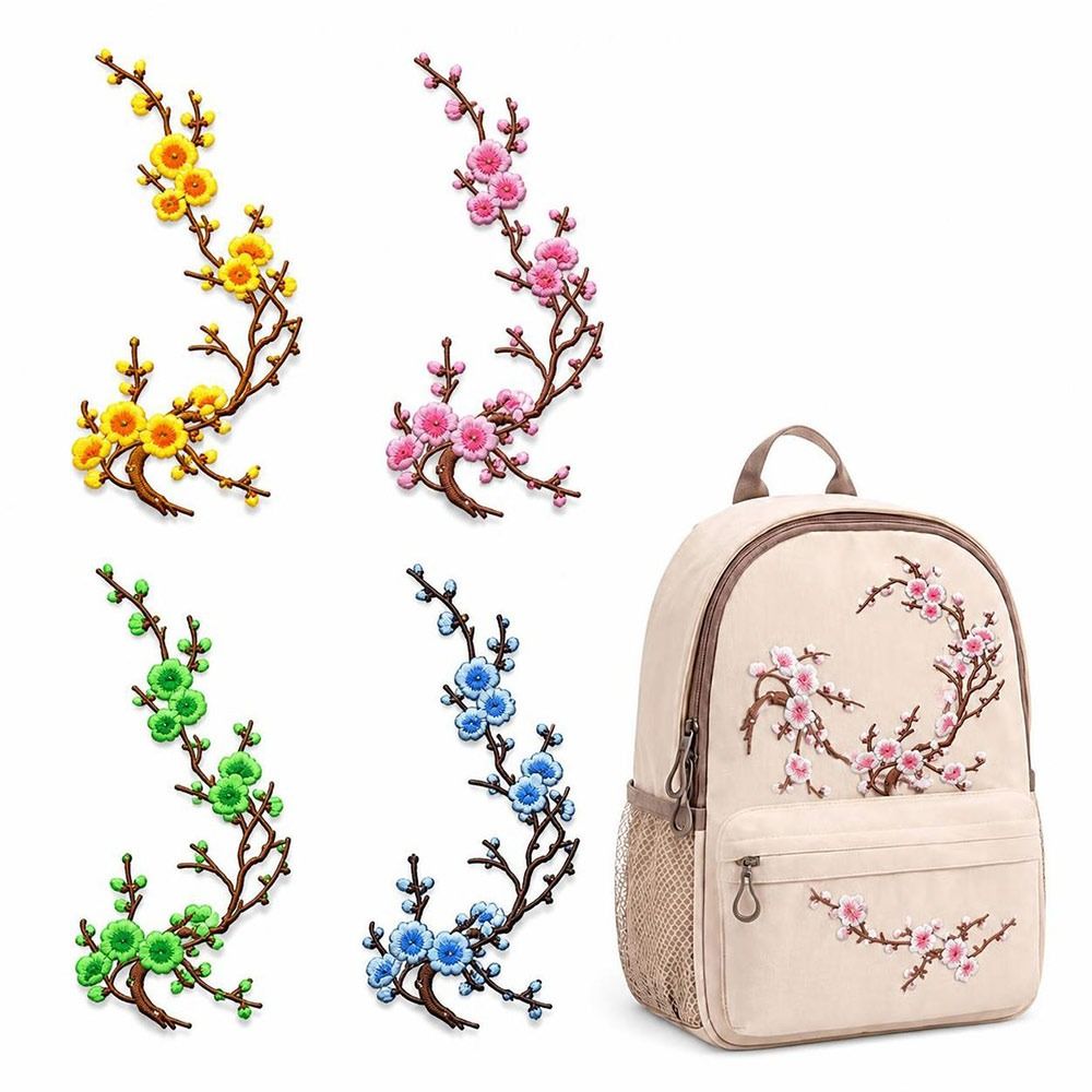 Sewing Embroidery Fabric - DIY Cherry Blossom Iron On Patches