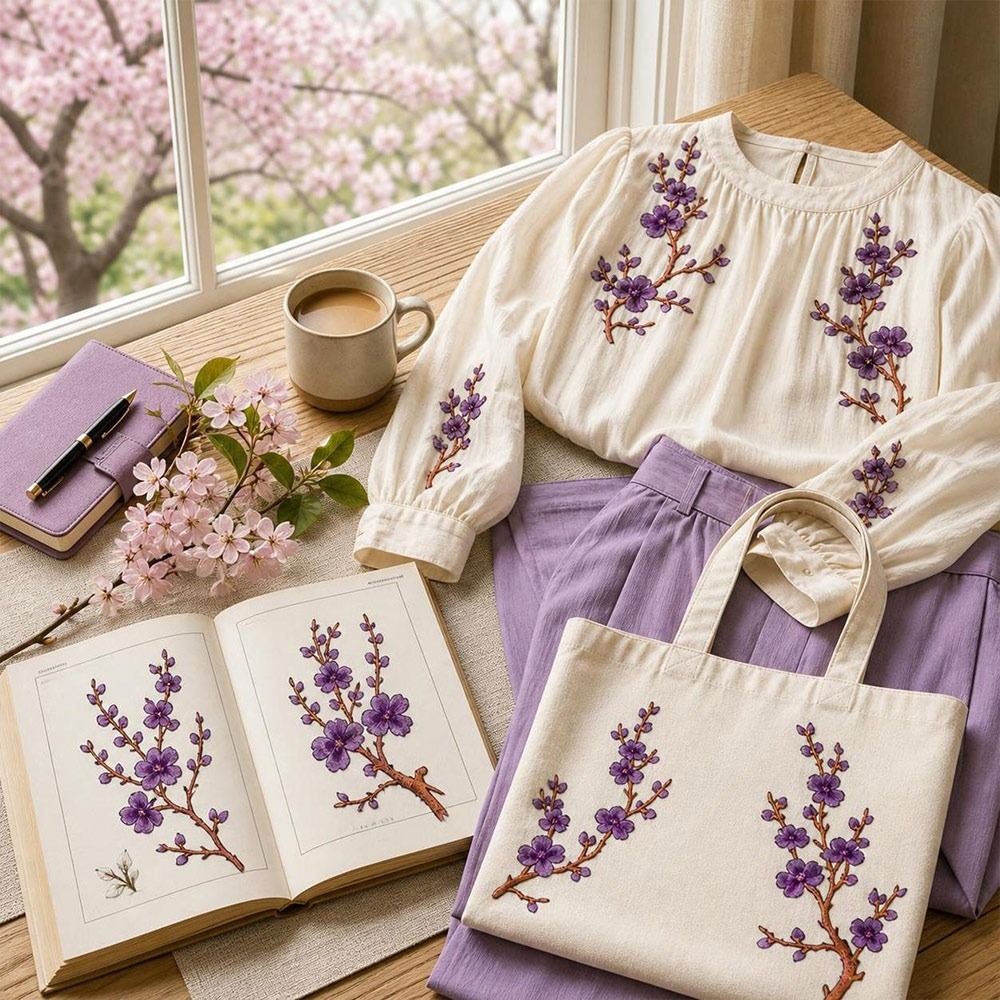 DIY Cherry Blossom Iron On Pat - Sewing Embroidery Fabric recension och pris