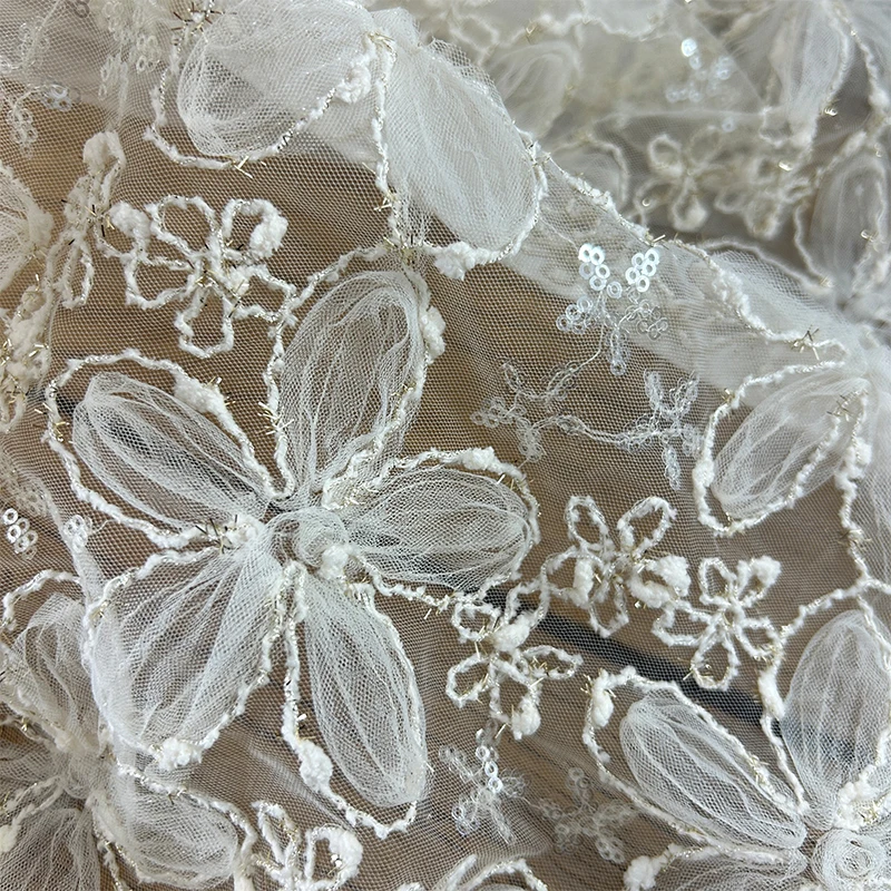 3D Embroidered Sequin Mesh Fab - Textile Sewing Techniques recension och pris