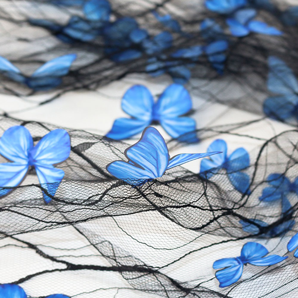 1Yard 3D Vivid Butterflies Lac - Sewing Embroidery Fabric recension och pris