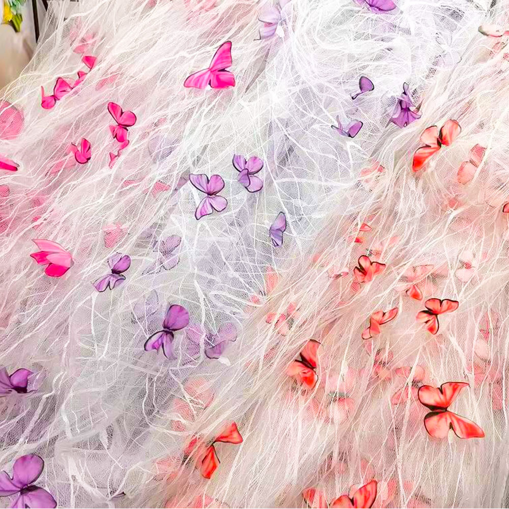 1Yard 3D Vivid Butterflies Lac - Sewing Embroidery Fabric recension och pris
