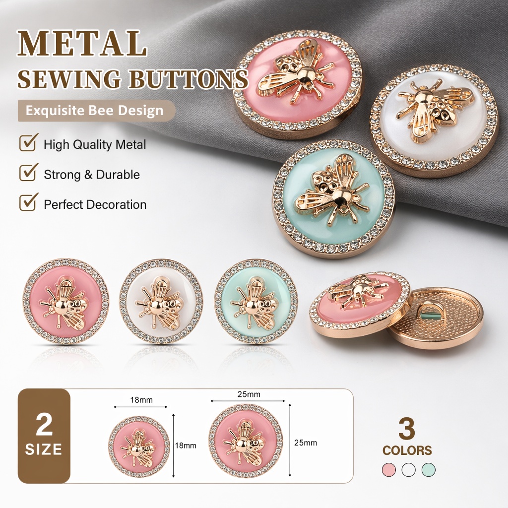 10Pcs Rhinestone Bee Metal Dec - Button Hole Cutter recension och pris