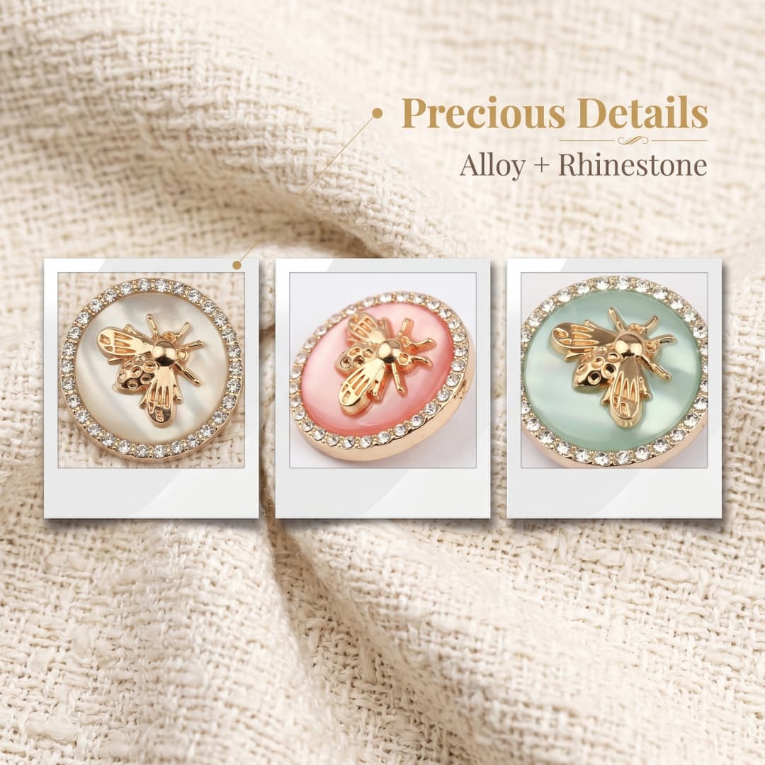 10Pcs Rhinestone Bee Metal Dec - Button Hole Cutter recension och pris