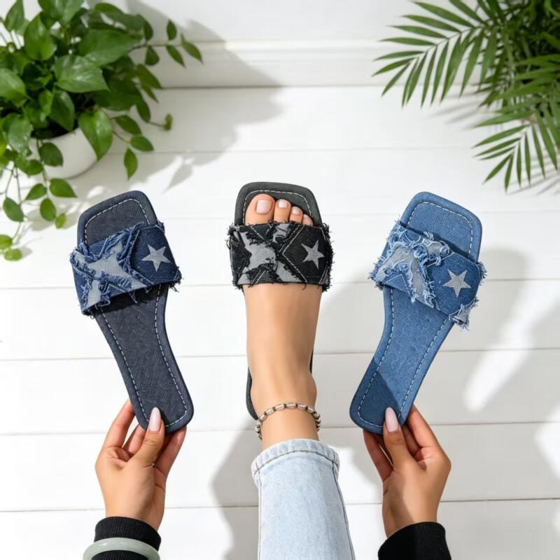 Y2K Denim Strap Flat Heel Sand - Sewing Factory recension och pris
