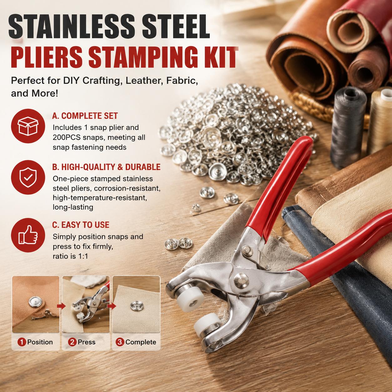 1 Set 201 Pcs Hand Pressed No  - Snap Button Plier recension och pris