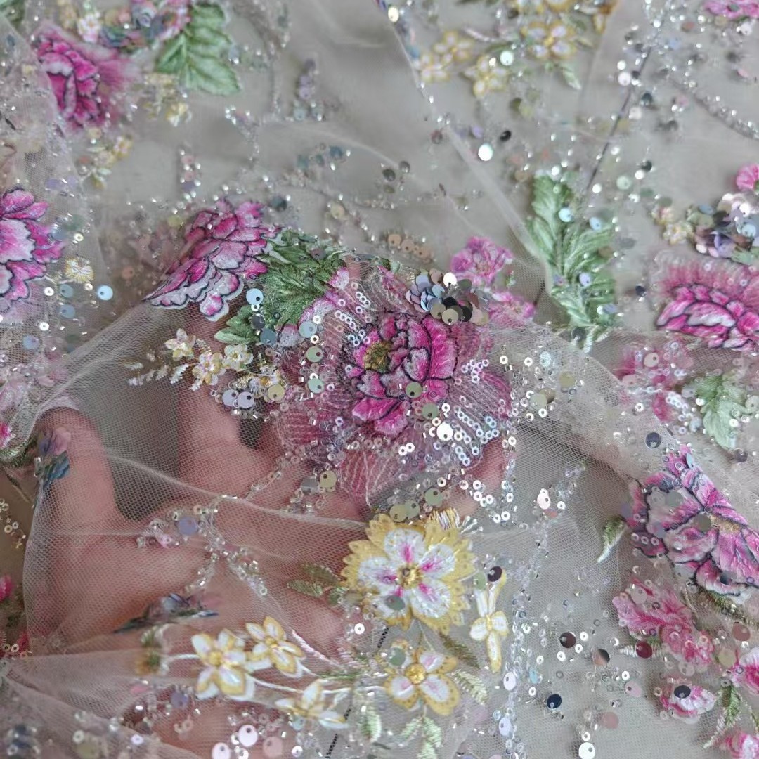 1M 120Cm Wide Luxury Beaded La - Sewing Embroidery Fabric recension och pris