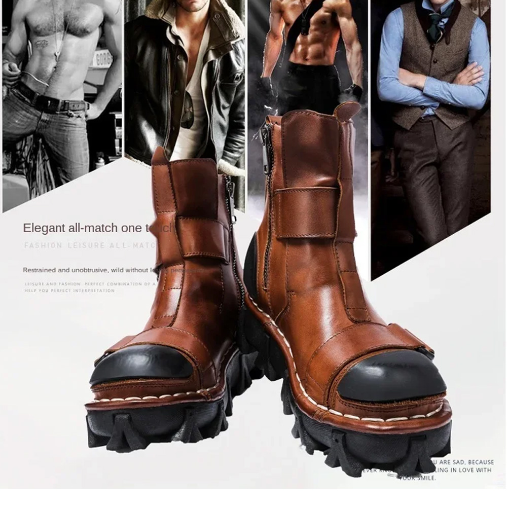 Men's Cow Genuine Leather Moto - Sewing Zipper recension och pris