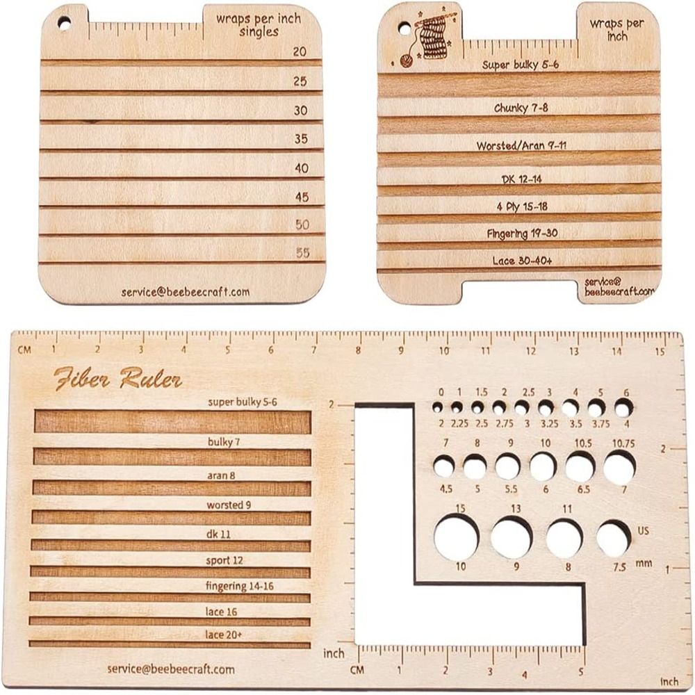 3/4pcs Wood Knitting Needle Ga - Sewing Gauge Ruler recension och pris