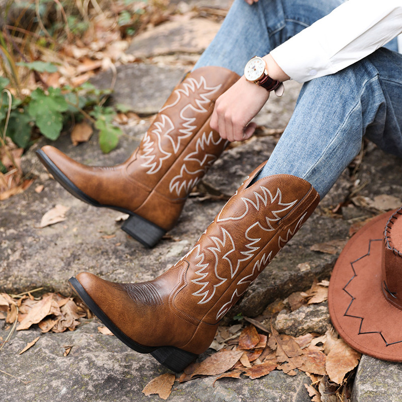New Men Handmade Cowboy Boots  - Sewing Embroidery Fabric recension och pris